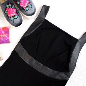 NWT Black Top with Leather Accents